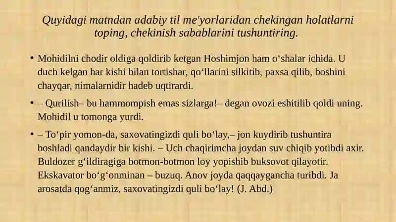 Shevalardan yozib olingan matnlarni transkripsiyada  o‘qish 2