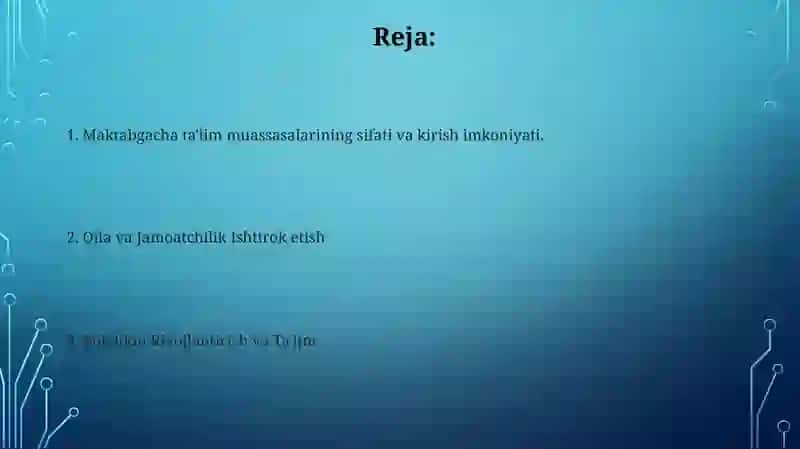 Maktabgacha talim tizimini rivojlantirishning ustuvor yo‘nalishlari 2