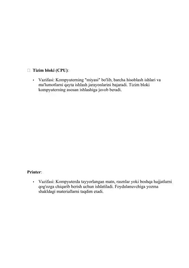 Kompyuter texnologiyalari bilan tanishish va dasturiy ta’minotni boshqarish asoslari 2