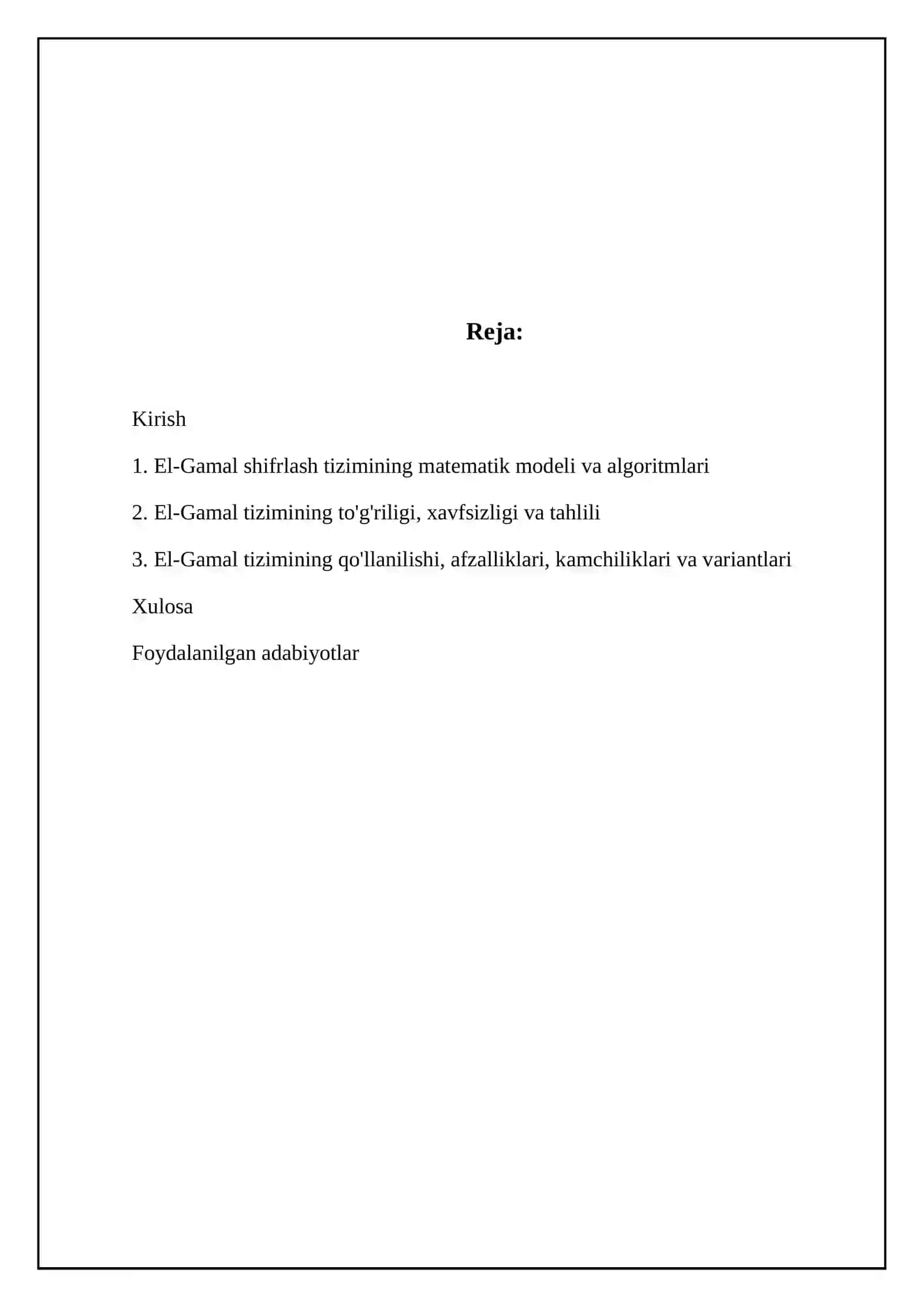 El-Gamal shifrlash tizimining matematik modeli 2