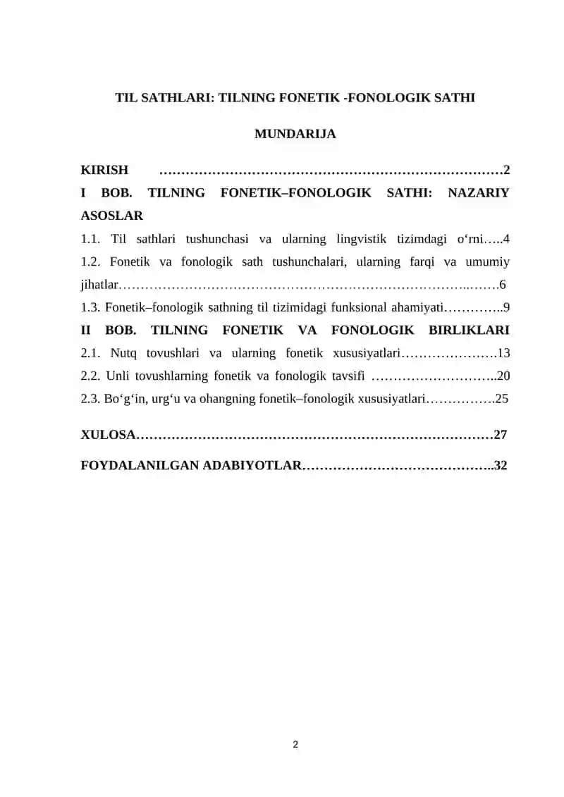 TIL SATHLARI: TILNING FONETIK -FONOLOGIK SATHI 2