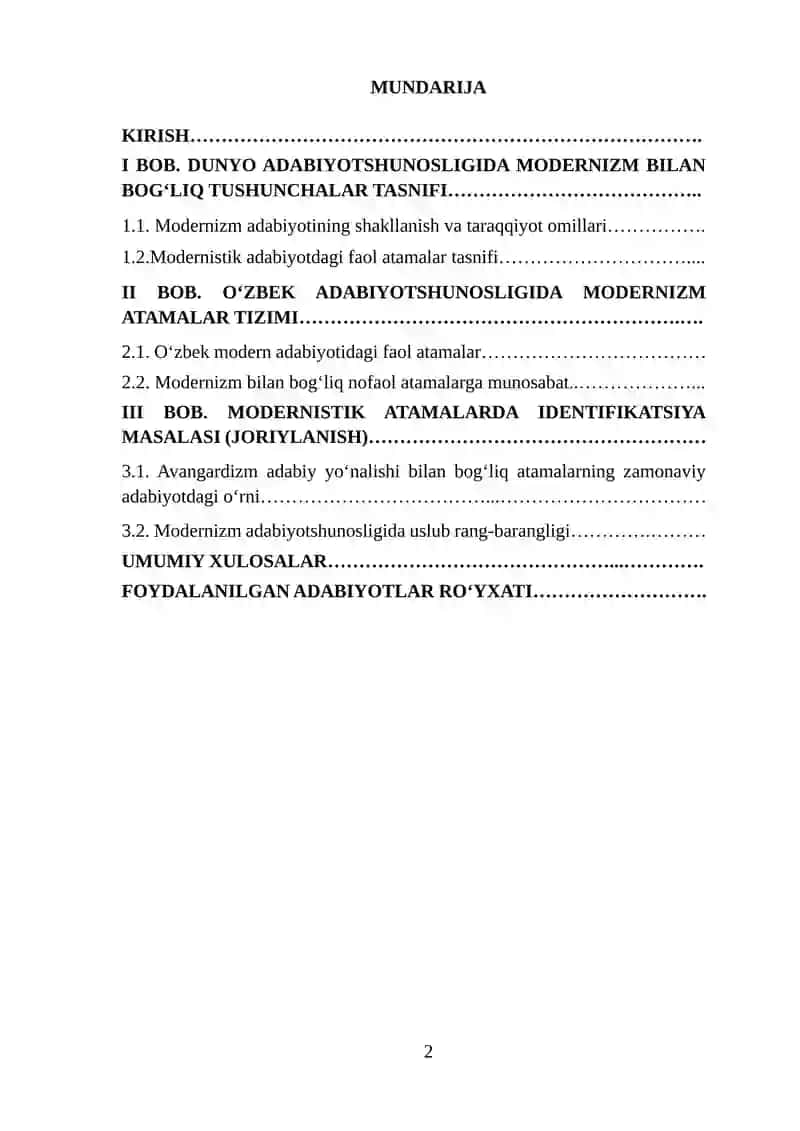 MODERNIZM ADABIYOTIDA ATAMALAR TIZIMI 2