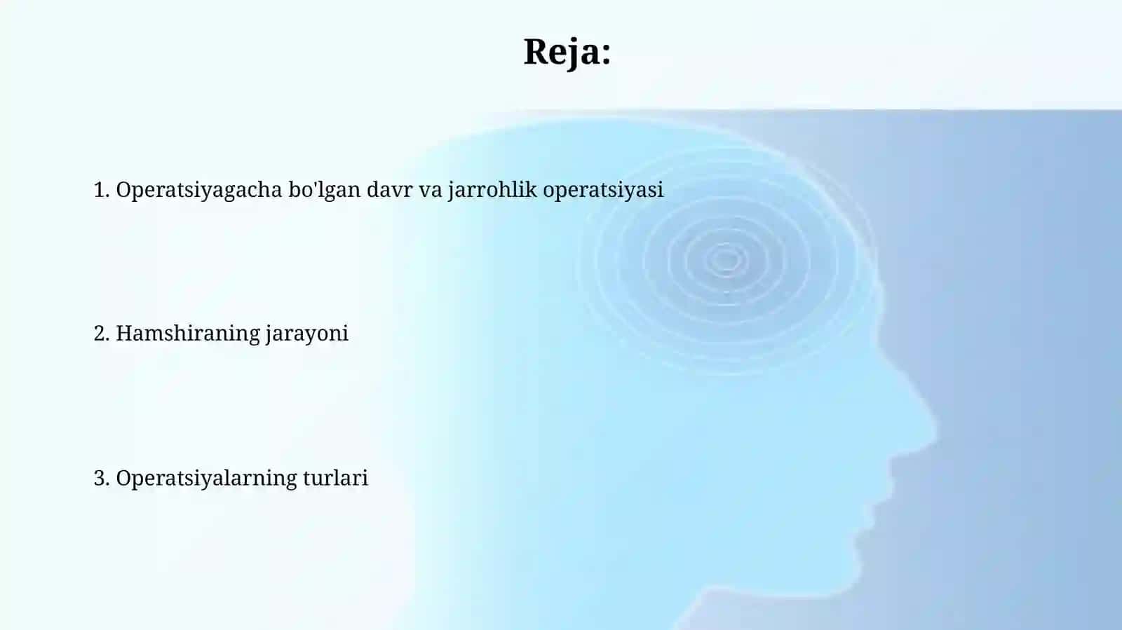 Operatsiyadan oldingi davr va xirurgik operatsiya haqida.Operatsiya turlari va hamshiraning jarayoni 2