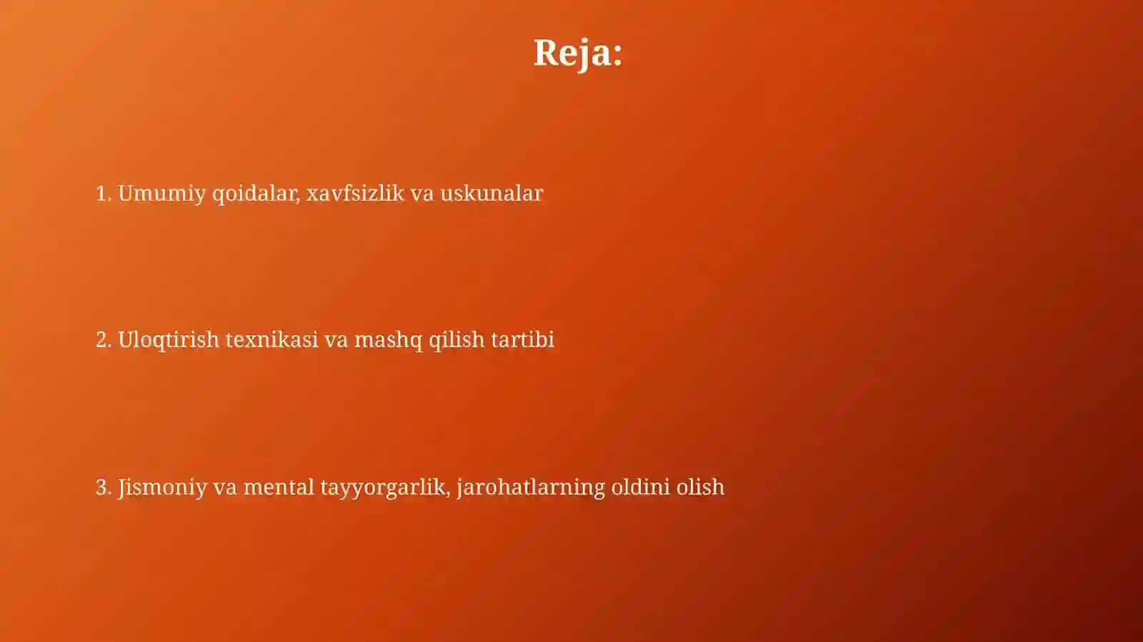 Yengilatletika: Uloqtirishturlari texnikasini oʻrgatish 2