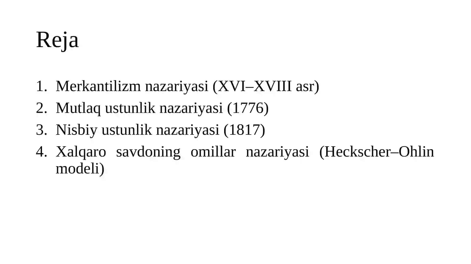 XALQARO SAVDONING KLASSIK NAZARIYALARI 2