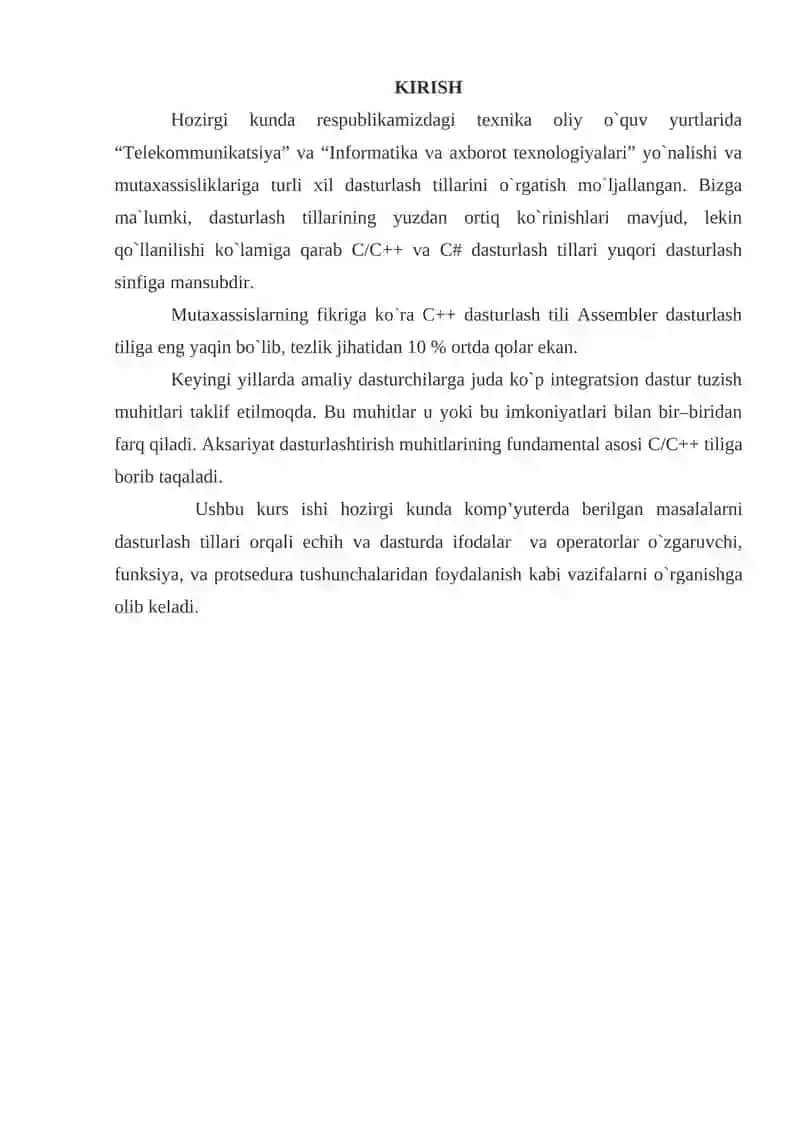 C++ tilida ifodalar va operatorlar 2
