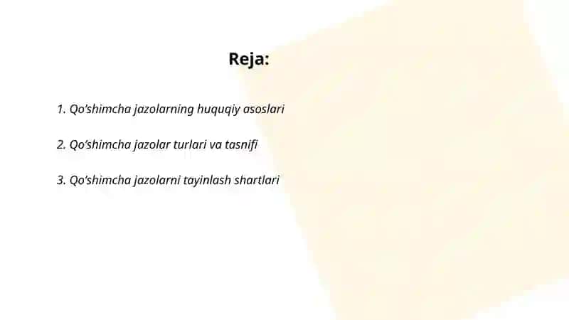 Qoʼshimcha jazolarni ijro etish tartibi va shartlari 2