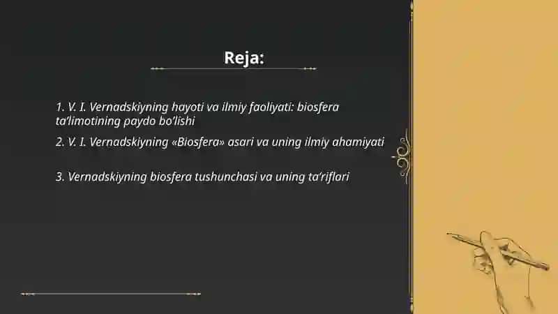 V. I. Vernadskiyning biosfera haqidagi talimotini yoritish 2