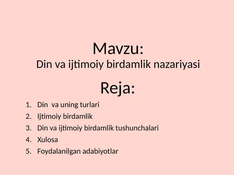Din va ijtimoiy birdamlik nazariyasi 2