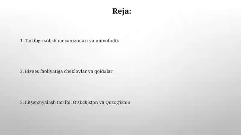 Litsenziyalash Tartibi O'zbekiston va Qozog'iston 2