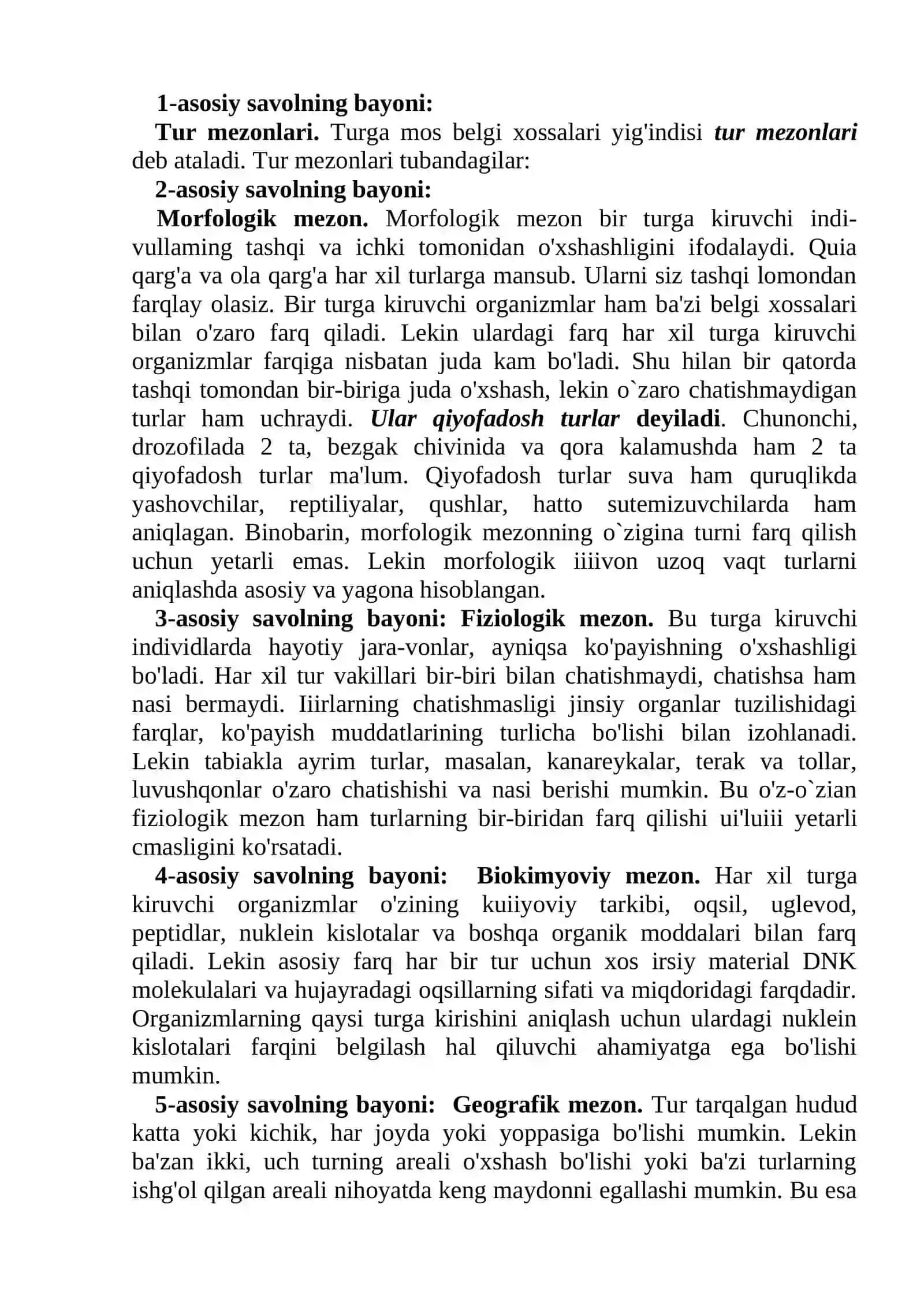 Biologik tur haqida mulohaza 2