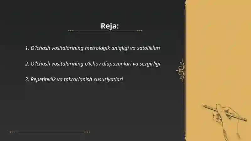 O‘lchash vositalarining metrologik xarakteristikalari 2