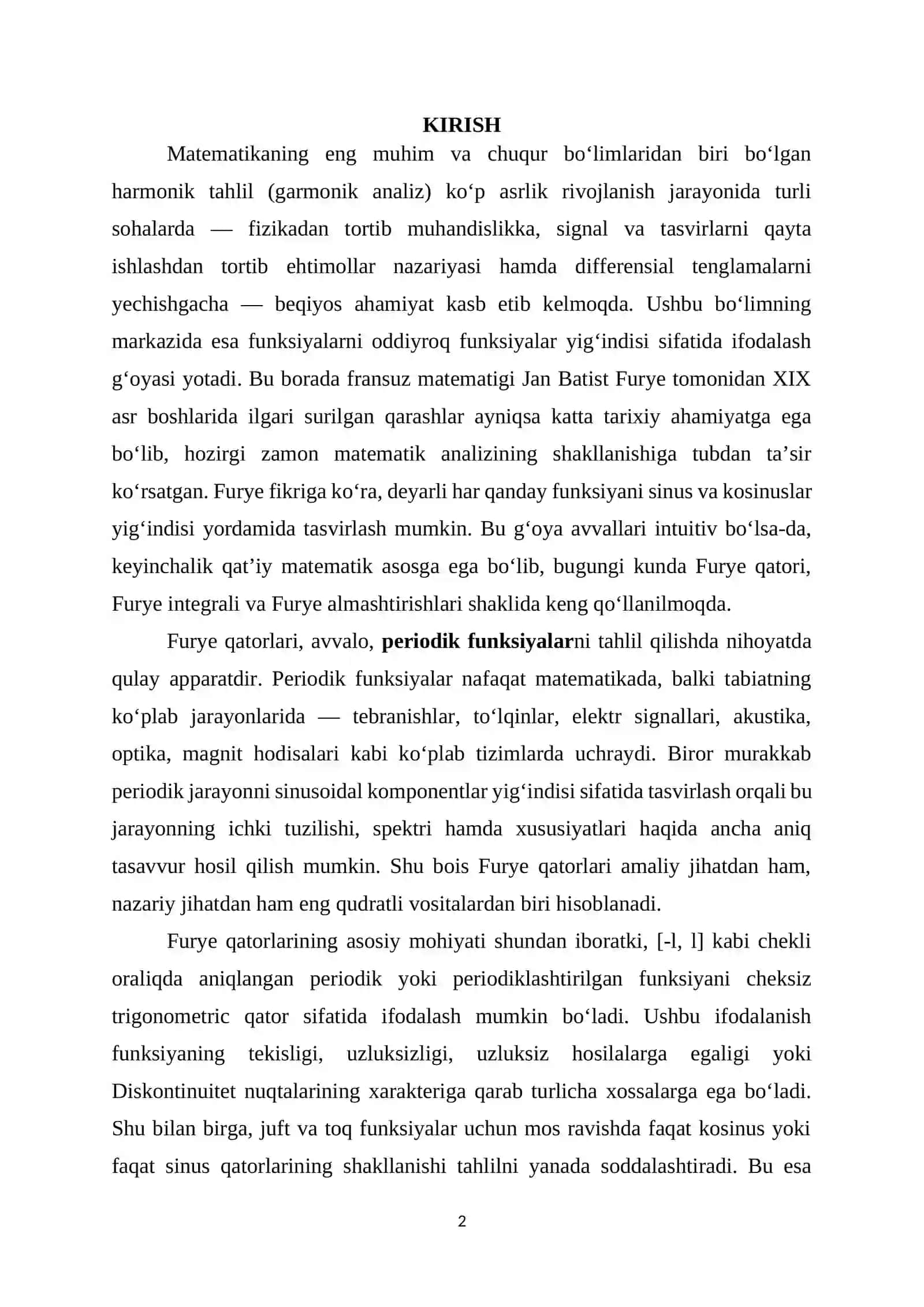 Furye integrali va Furye almashtirishi 2