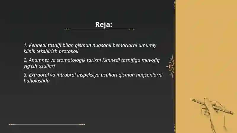 Kennedi tasnifi boʻyicha tish qatorlarining qisman nuqsonlari 2
