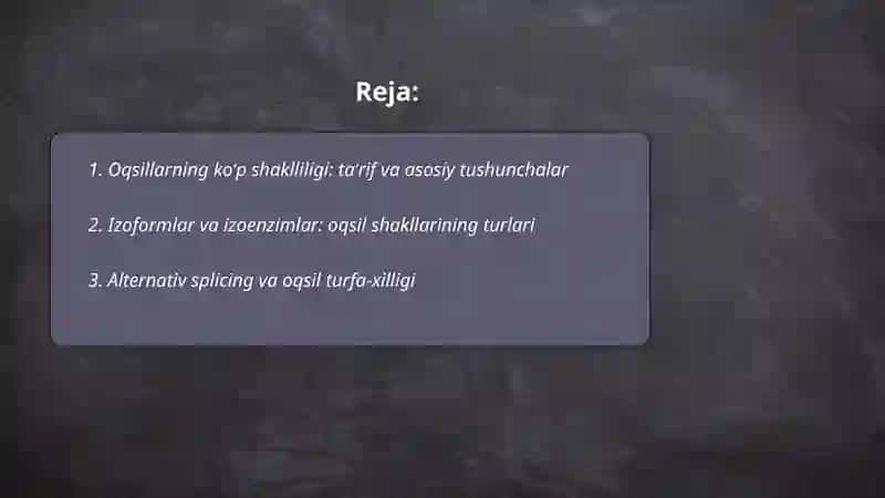 Oqsillarning koʻp shaklliligi, ahamiyati 2