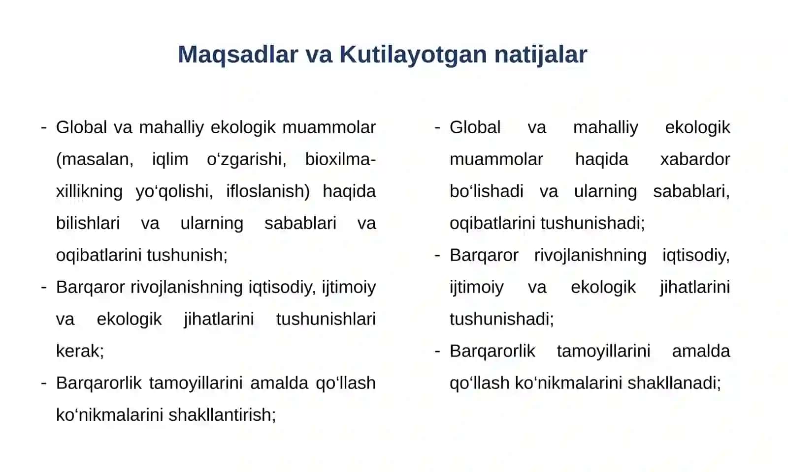 Tabiiy fan darslarida ekologik ong va barqarorlik kompetensiyalarini rivojlantirish 2