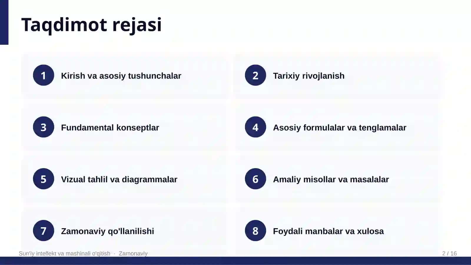 Sun'iy intellekt va mashinali o'qitish 2