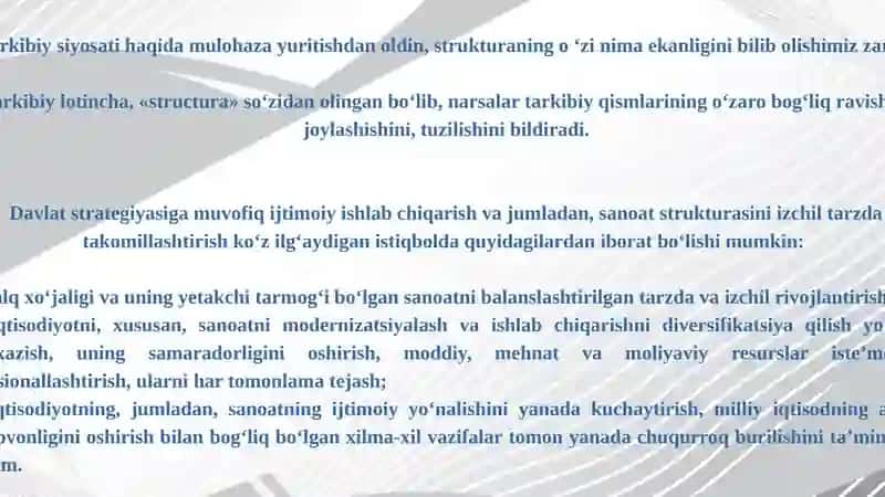 SANOAT TARMOQ TUZILMASI VA TARKIBIY SILJISHLAR 2