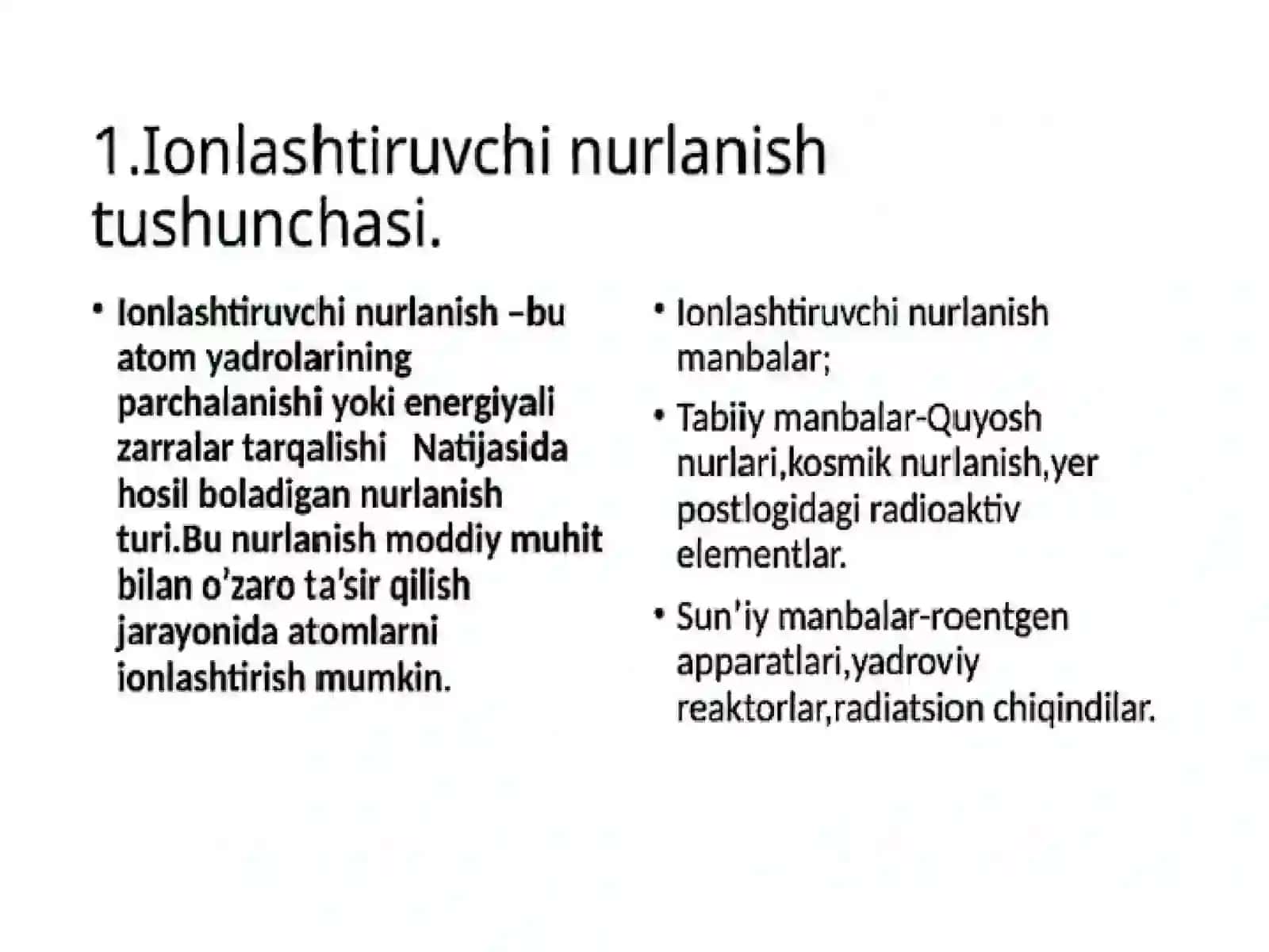 DPM larda ionlantiruvchi nurlanish manbalari... 2