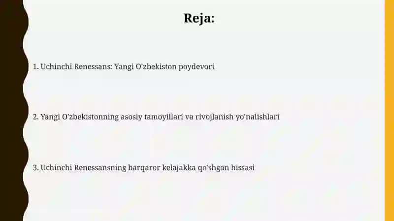 Uchinchi Renessans Yangi Oʻzbekiston taraqqiyotining tamal toshi 2