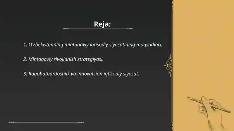 O'zbekistonning mintaqaviy iqtisodiy siyosati 2