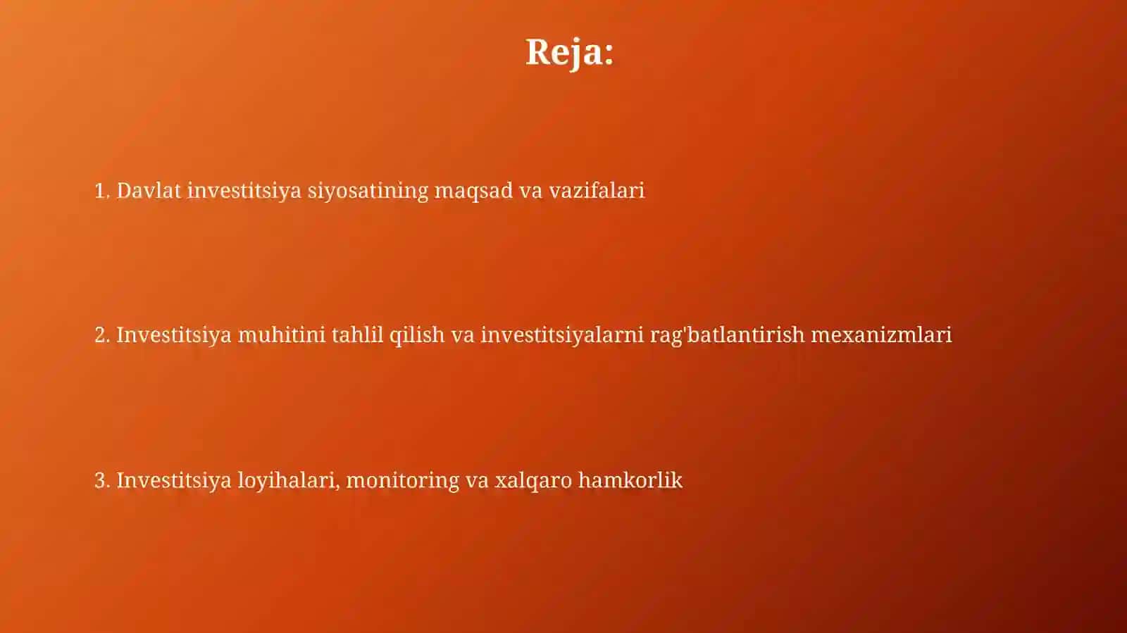 Davlatning investitsiyasiyosati 2