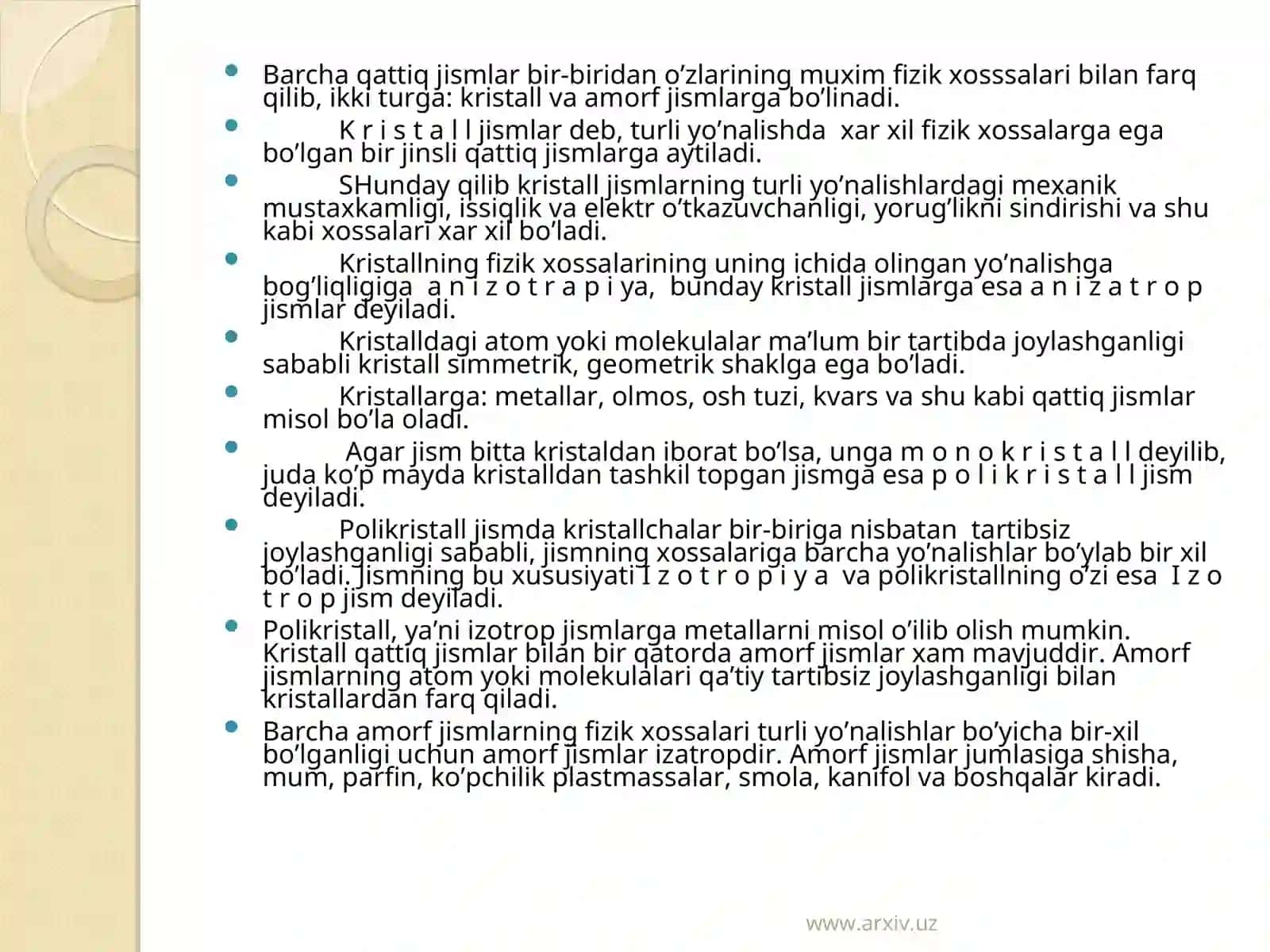 Modda agregat xolatining o’zgarishi 2