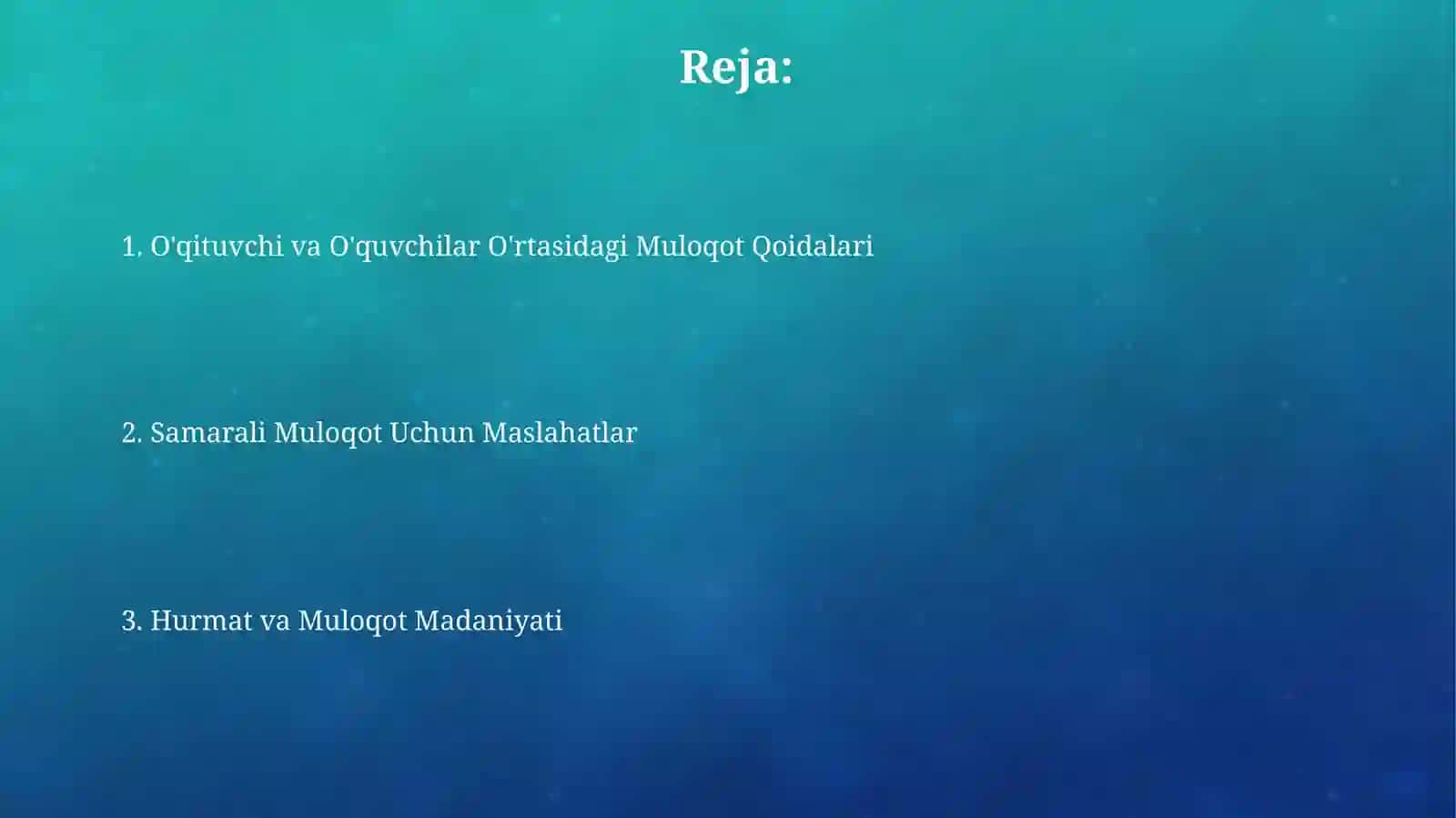 Boshlanğich sinf ôqituvchining õquvchilar bilan muloqoti qoidalari bilan tanishtirish 2