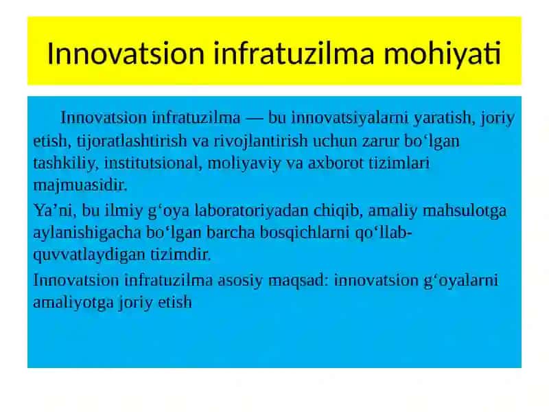 Innovatsion faoliyat infratuzilmasini tashkiliy -iqtisodiy mexanizmlari 2