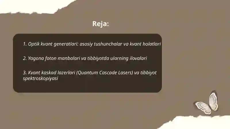 Optik kvant generatlari. Lazerlar va uni tibbiyotda qoʻllanilishi 2
