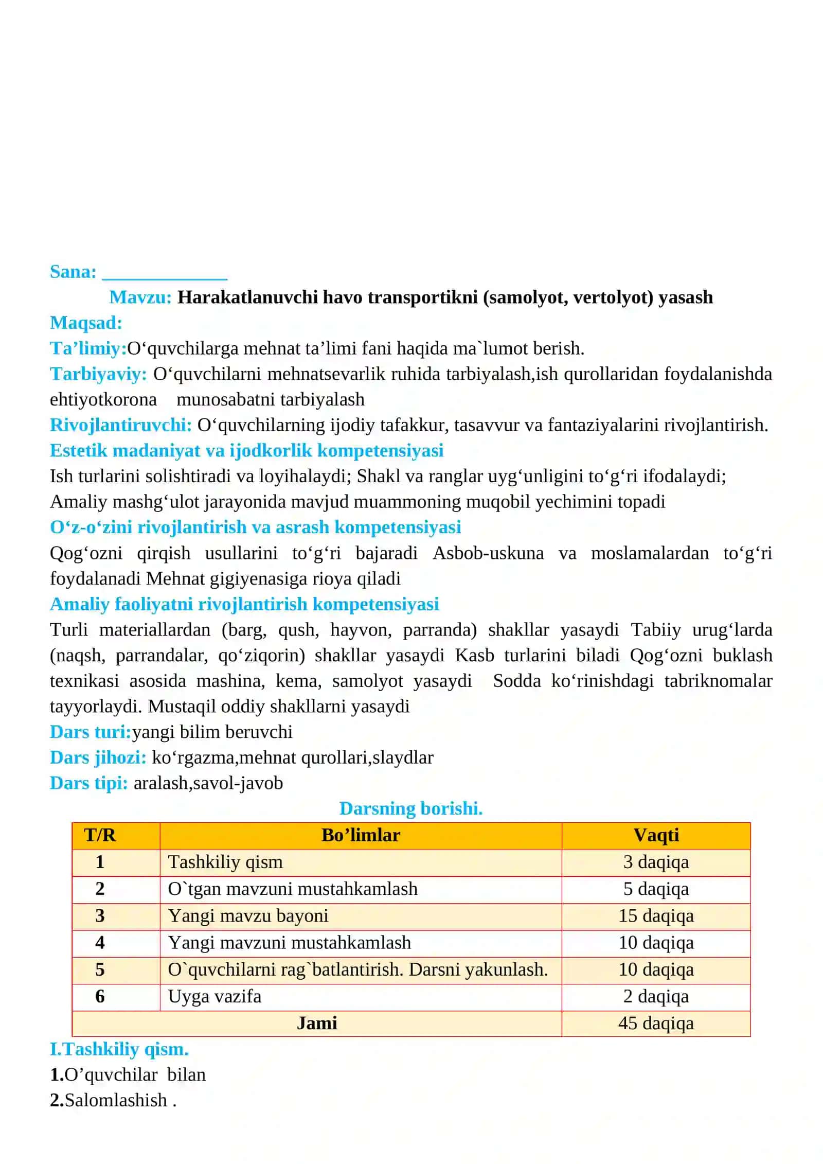 2-sinf Texnologiya Harakatlanuvchi havo transportini (samolyot, vertolyot) yasash dars ishlanma 2