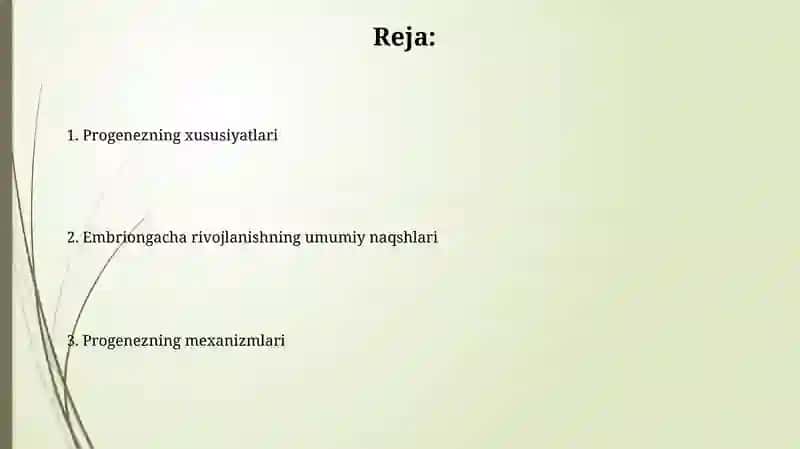 Proembironal rivojlanishning umumiy qonuniyatlari prohenezi 2