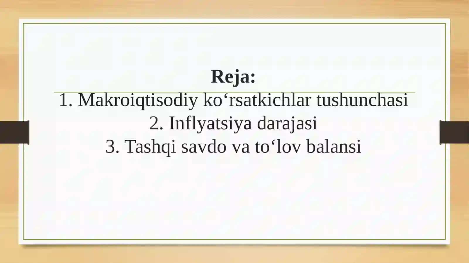 Asosiy makroiqtisodiy ko’rsatkichlar 2