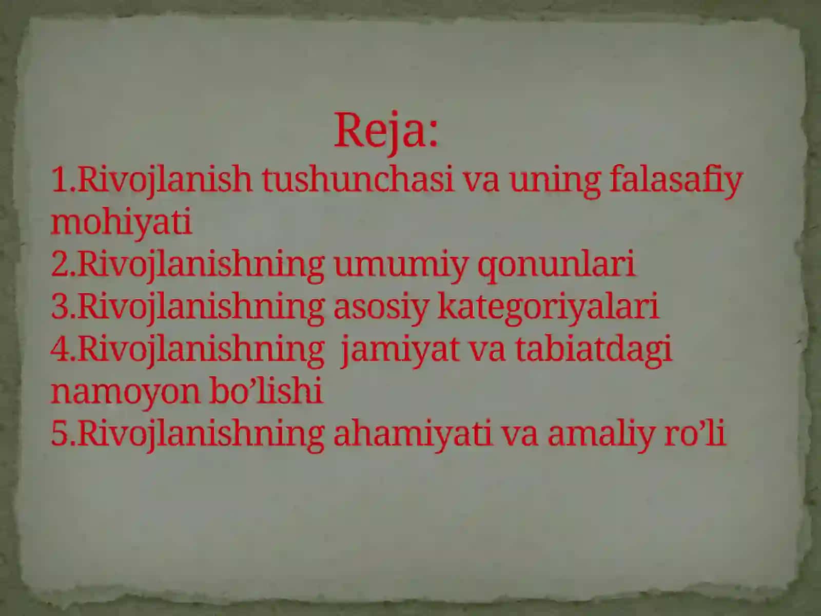 Rivojlanishning umumiy qoidalari va kategoriyalari 2