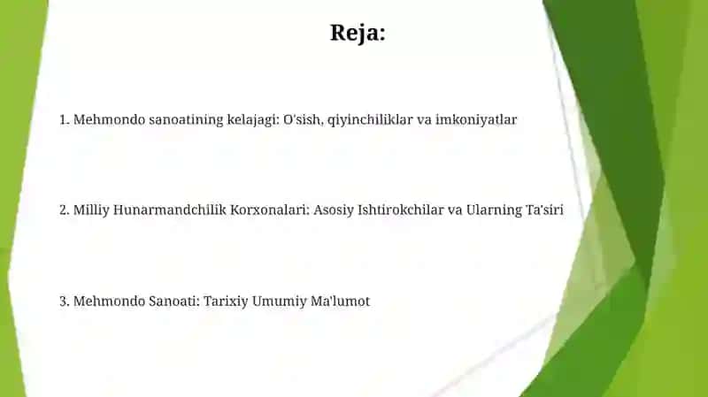 Mehmondo sanoatining kelajagi: O'sish, qiyinchiliklar va imkoniyatlar 2