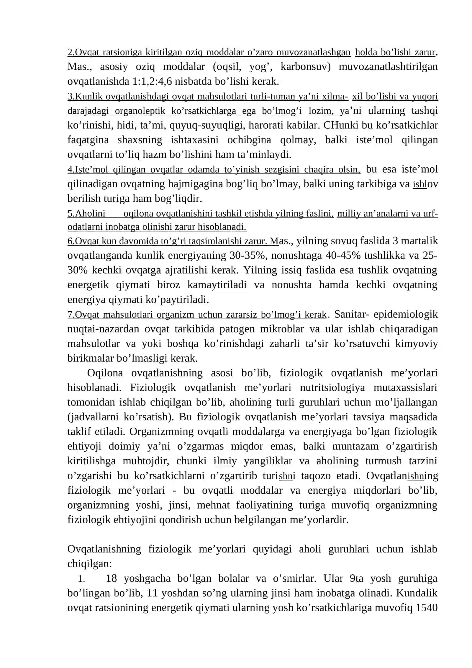 SHAXSIY OVQATLANISHNING ADEKVATLIGINI TEKSHIRISH VA BAHOLASH 2