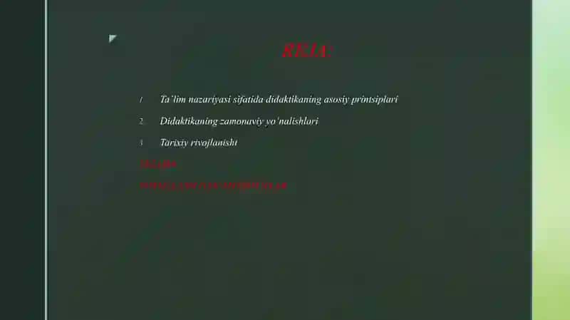 DIDAKTIKA TAʼLIM NAZARIYASI SIFATIDA 2