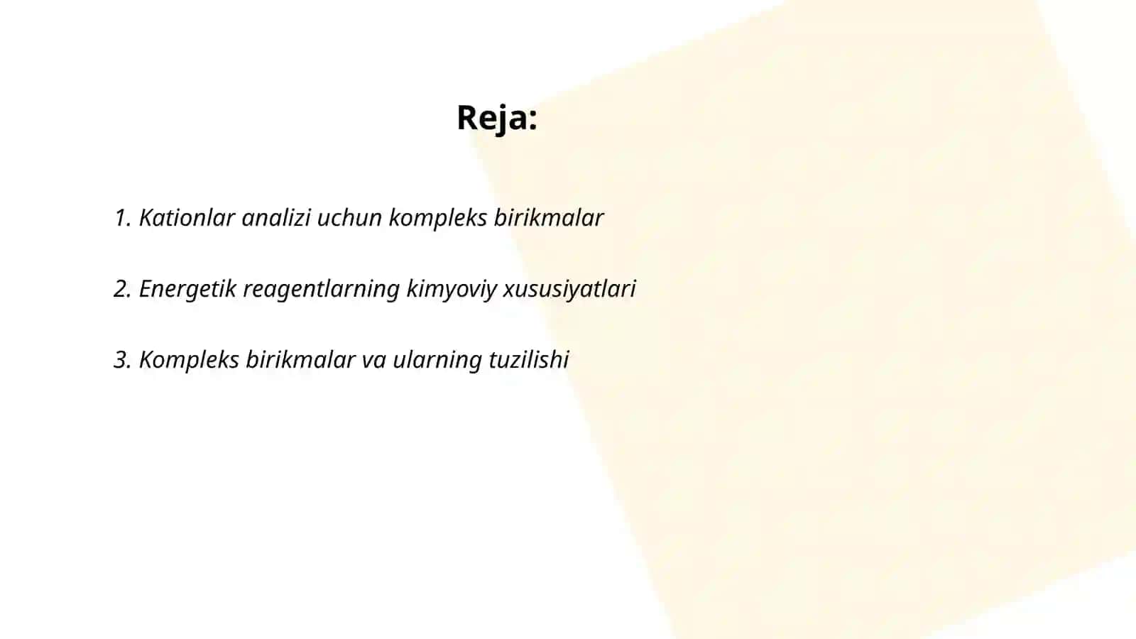 Kationlar analizda kompleks birikmalar va energetik reagentlarning ahamiyati 2