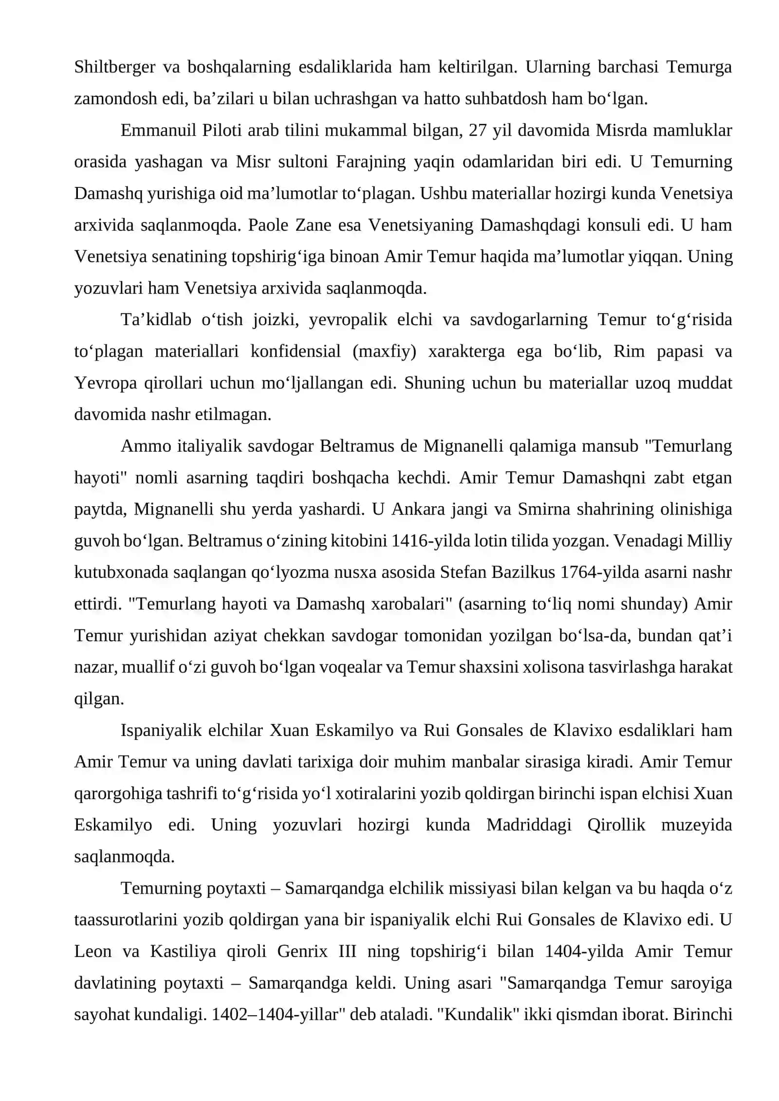 AMIR TEMUR VA TEMURIYLAR DAVRI TARIXIGA OID YEVROPA MANBALARI 2