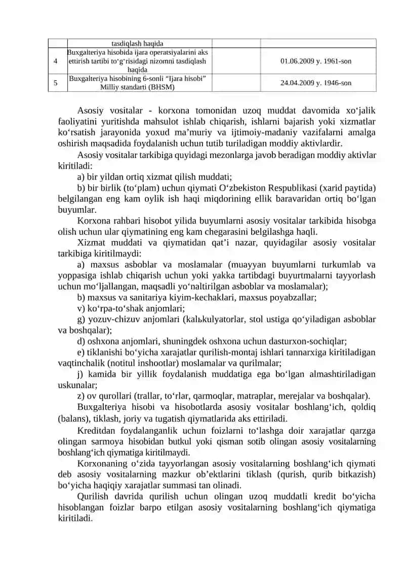 Asosiy vositalar hisobini tashkil etish va ularni baholash 2