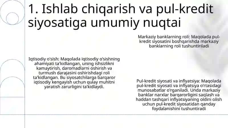 Ishlab Chiqarish Tavovuti Va Monetar Siyosat 2