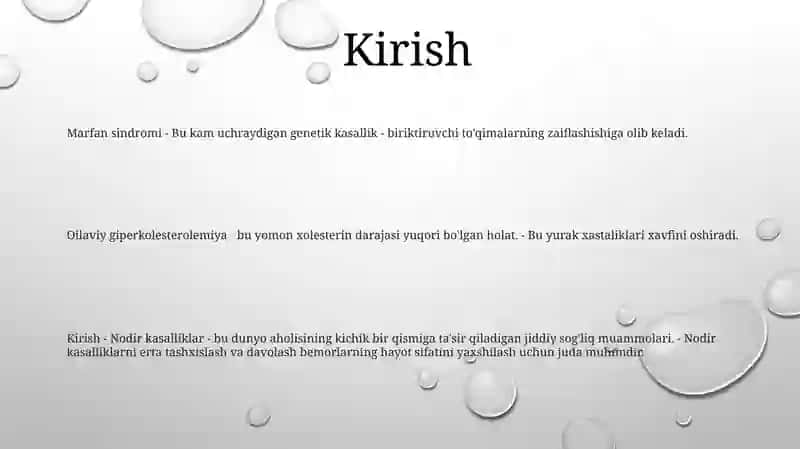 Marfan Sindromi. Oilaviy Giperxolistirinemiya 2
