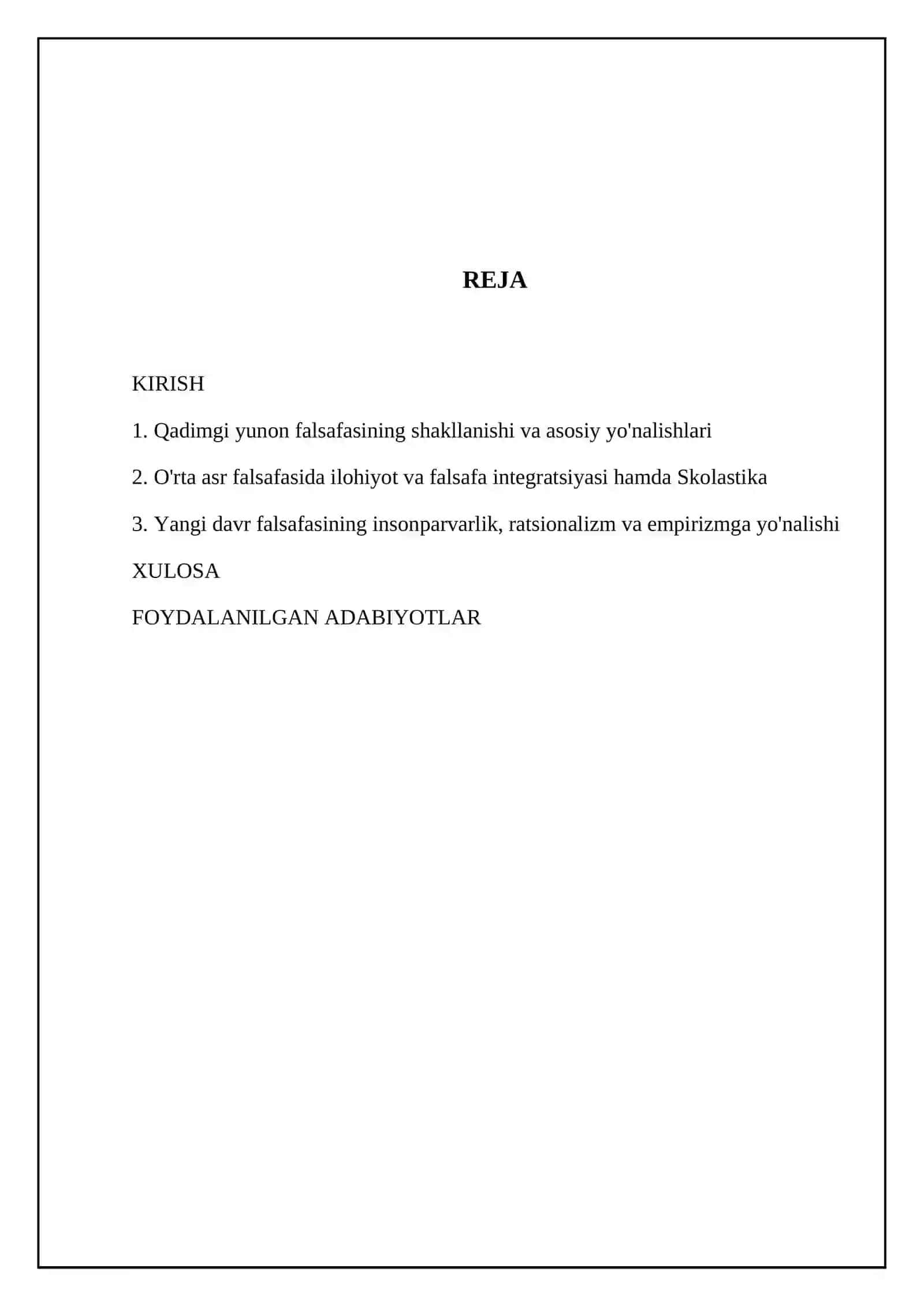 Falsafiy tafakkur taraqqiyot bosqichlari Gʻarb falsafasi 2