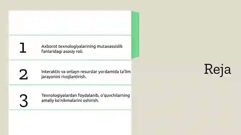 Mutaxassislikfanlarinio'qitishdaaxborottexnologiyalari 2