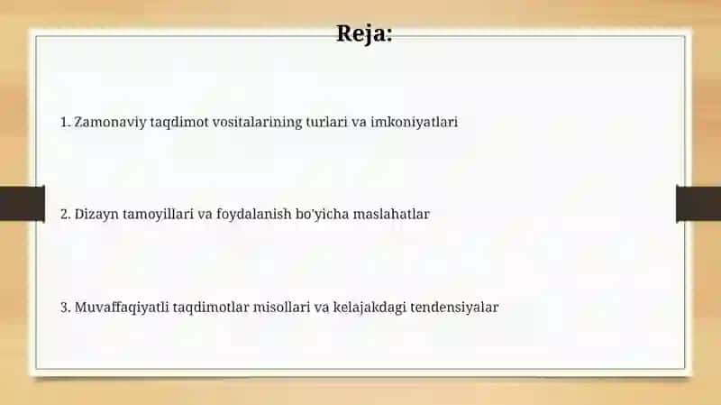 Taqdimotlarni ishlab chiqishning zamonaviy instrumental vositalari 2