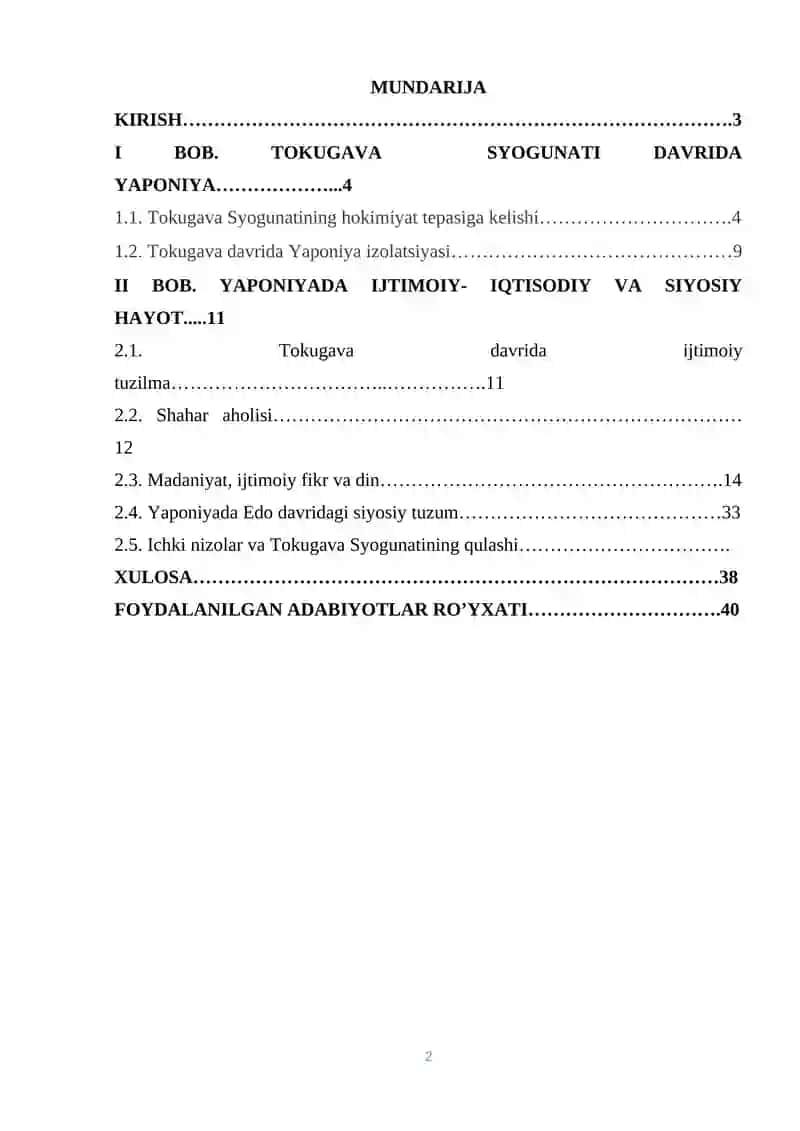 Syogunut davrida Yaponiyaning ijtimoiy-iqtisodiy va siyosiy rivojlanishi 2