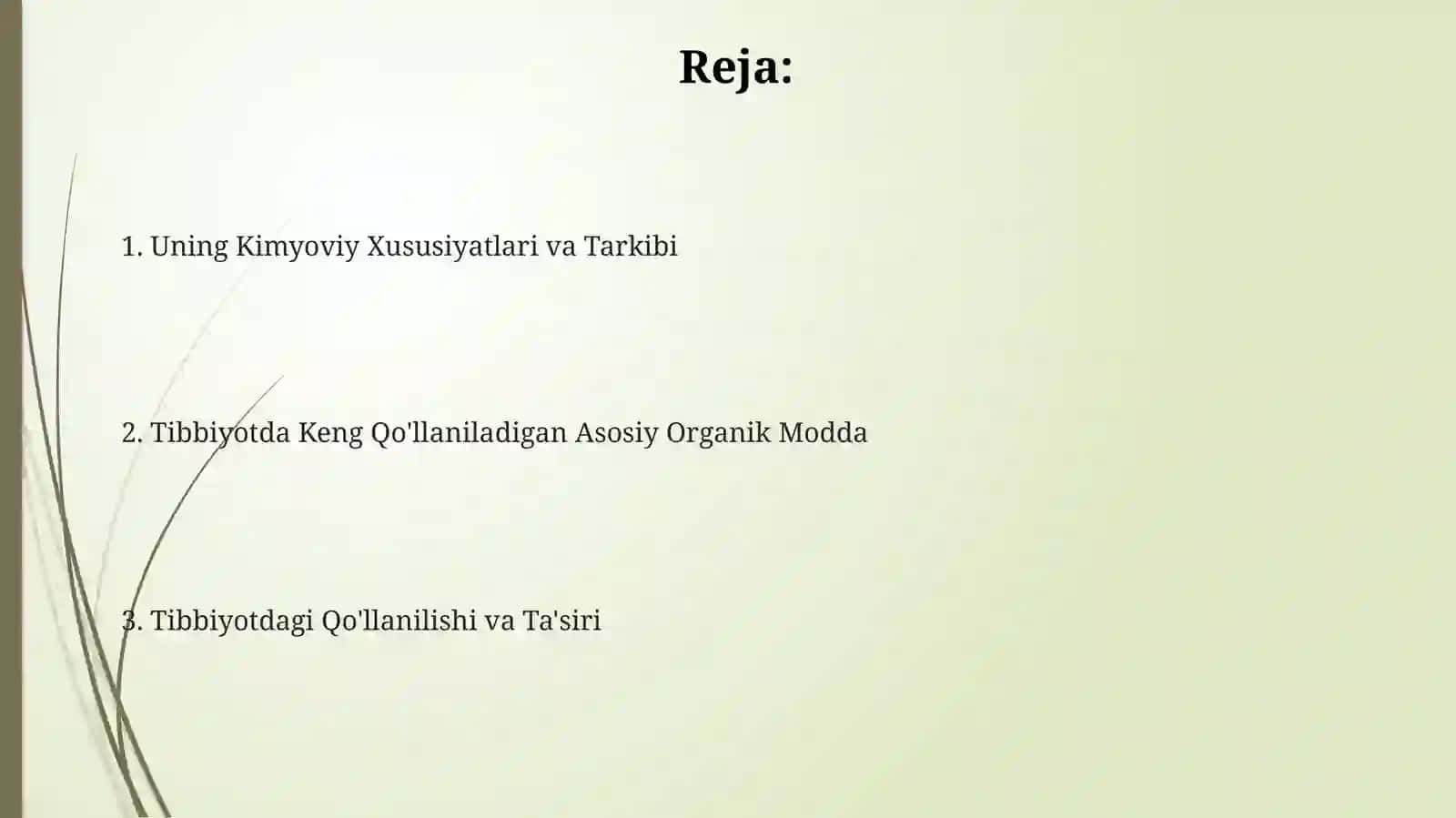 Sanoada keng qollaniladigan asosiy organik Modda 2