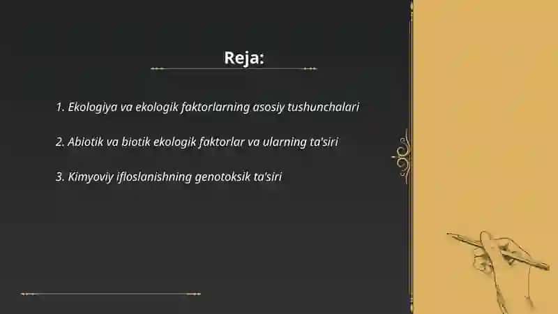 Ekologiya va ekologik faktorlarning asosiy tushunchalari 2