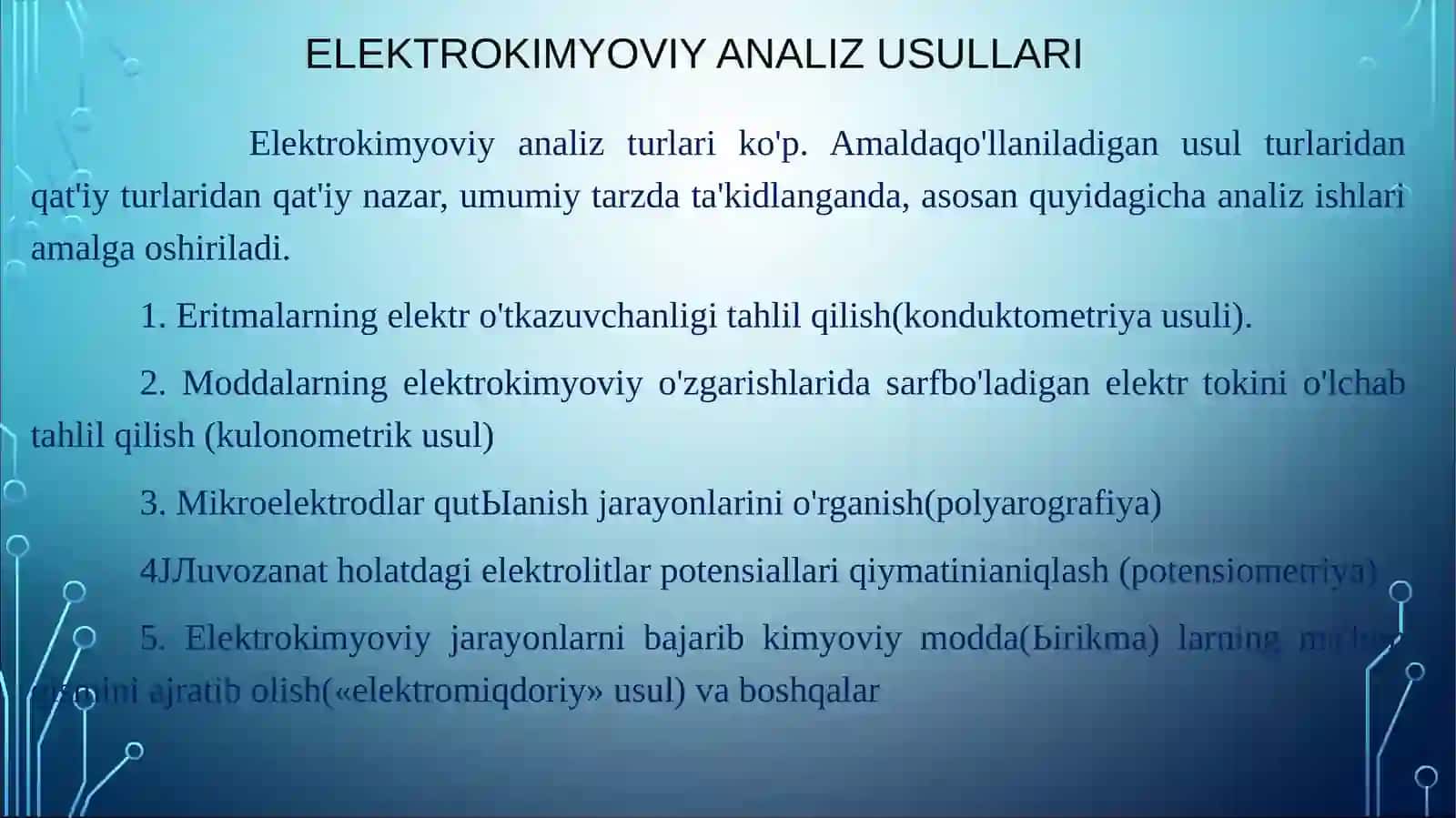 ZAMONAVIY Elektrokimyoviyanaliz usullari 2