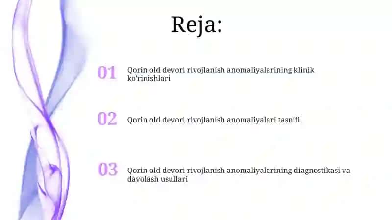 Qorin old-yon devorining rivojlanish anomaliyalari 2